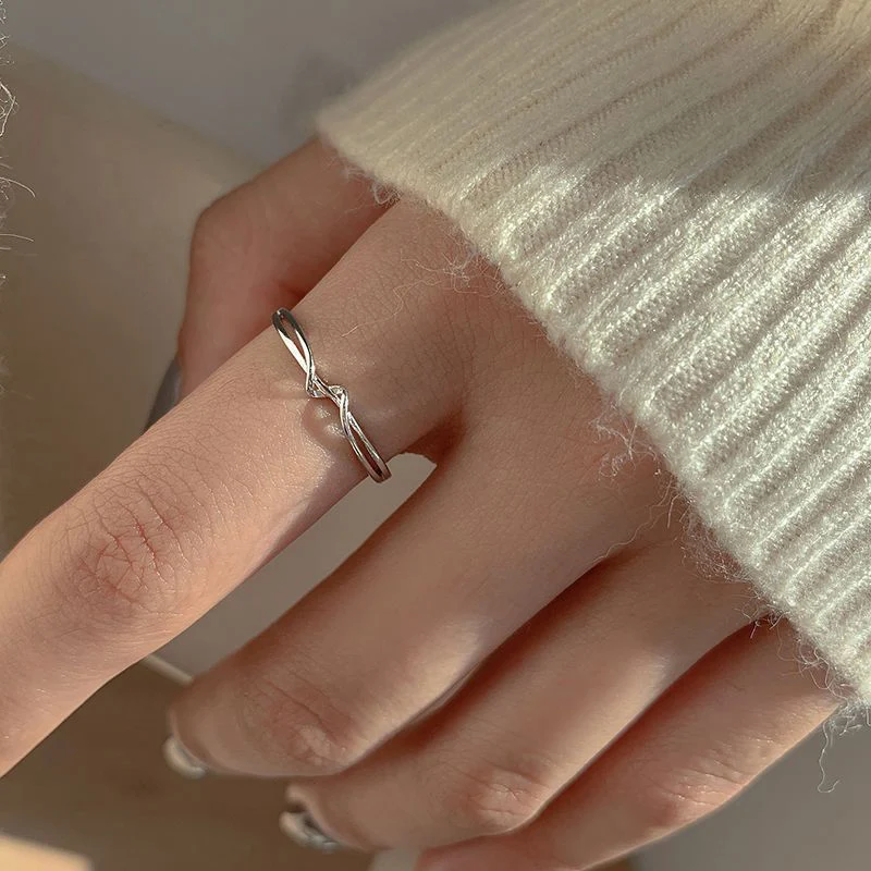 

925 Sterling Silver Geometry Twine Women Opening Rings Fashion Personality Simple Jewelry Accessories Engagement Wedding Party
