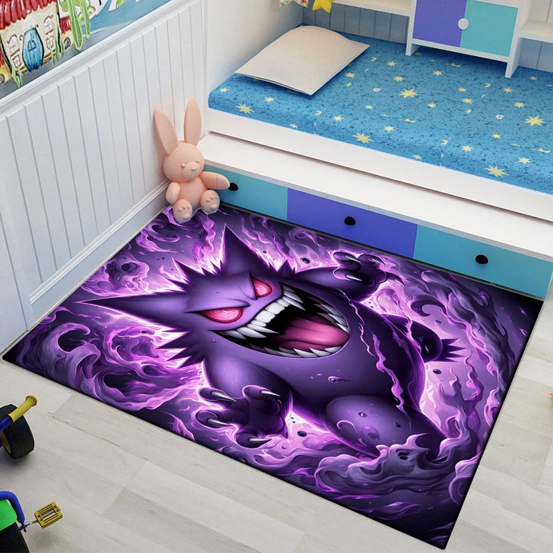 Фото Мультяшный большой коврик с принтом покемона Gengar, ковер для дома, гостиной, детской спальни, дивана, нескользящий детский коврик для двери, декоративный коврик №5