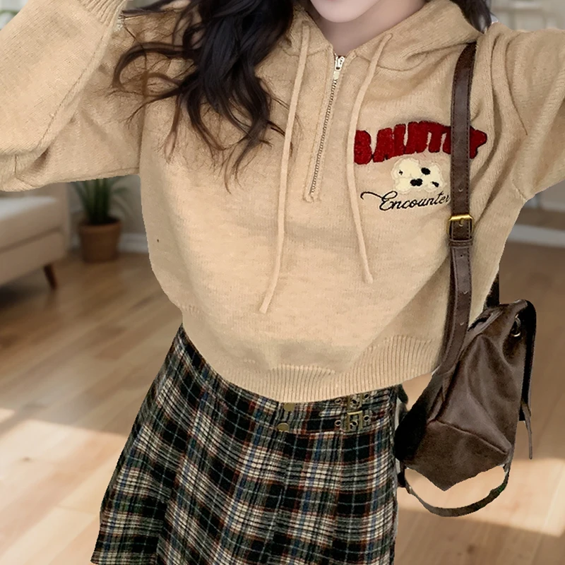 Осенне-зимний повседневный трикотаж с вышитыми буквами и молнией для собак