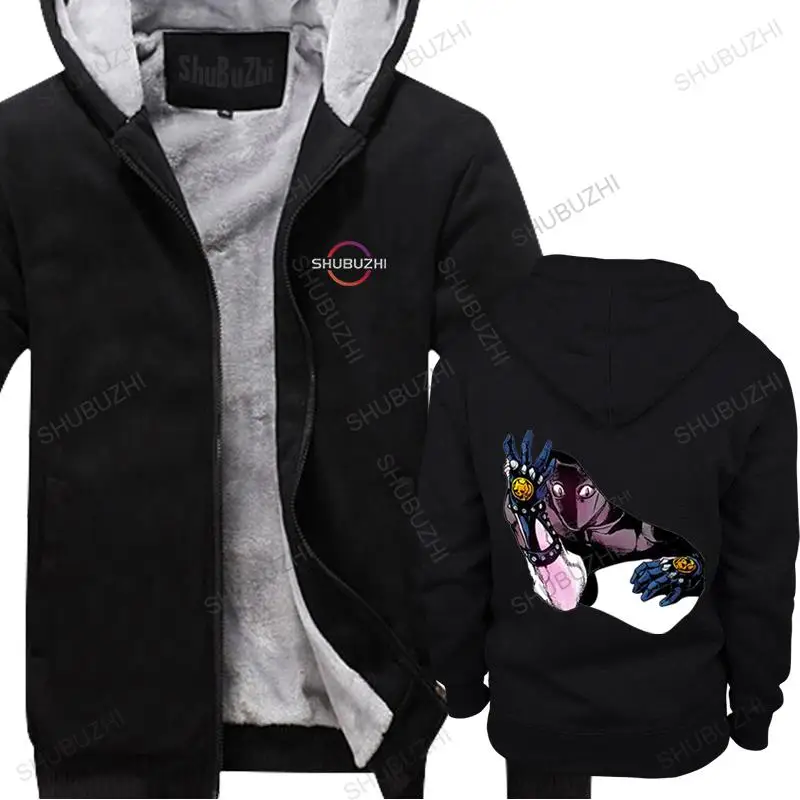 

brand winter hoodie thick coat Jojos Bizarre Adventure Tops hooded jacket Killer Queen Bites fleece hoody Female warm Zip-up