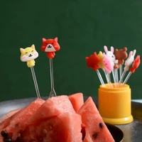 1set animal fruit fork mini children snack cake dessert food fruit pick cartoon vegetable toothpick bento lunches party decor