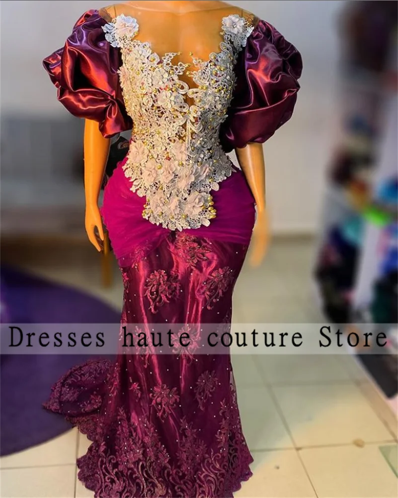 Купи Aso Ebi African Lace Appliques Evening Dresses Long Luxury 2023 Beaded For Women Formal Wedding Party Dresses Plus Size за 10,320 рублей в магазине AliExpress