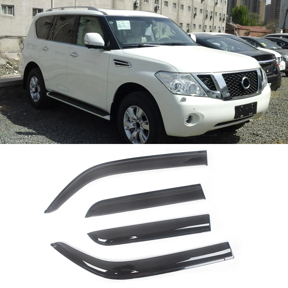 

For Nissan Patrol 1987-2013 Auto Side Window Wind Deflectors Visors Black Rain Guard Door Visor Vent Shades Dark Smoke Ventvisor