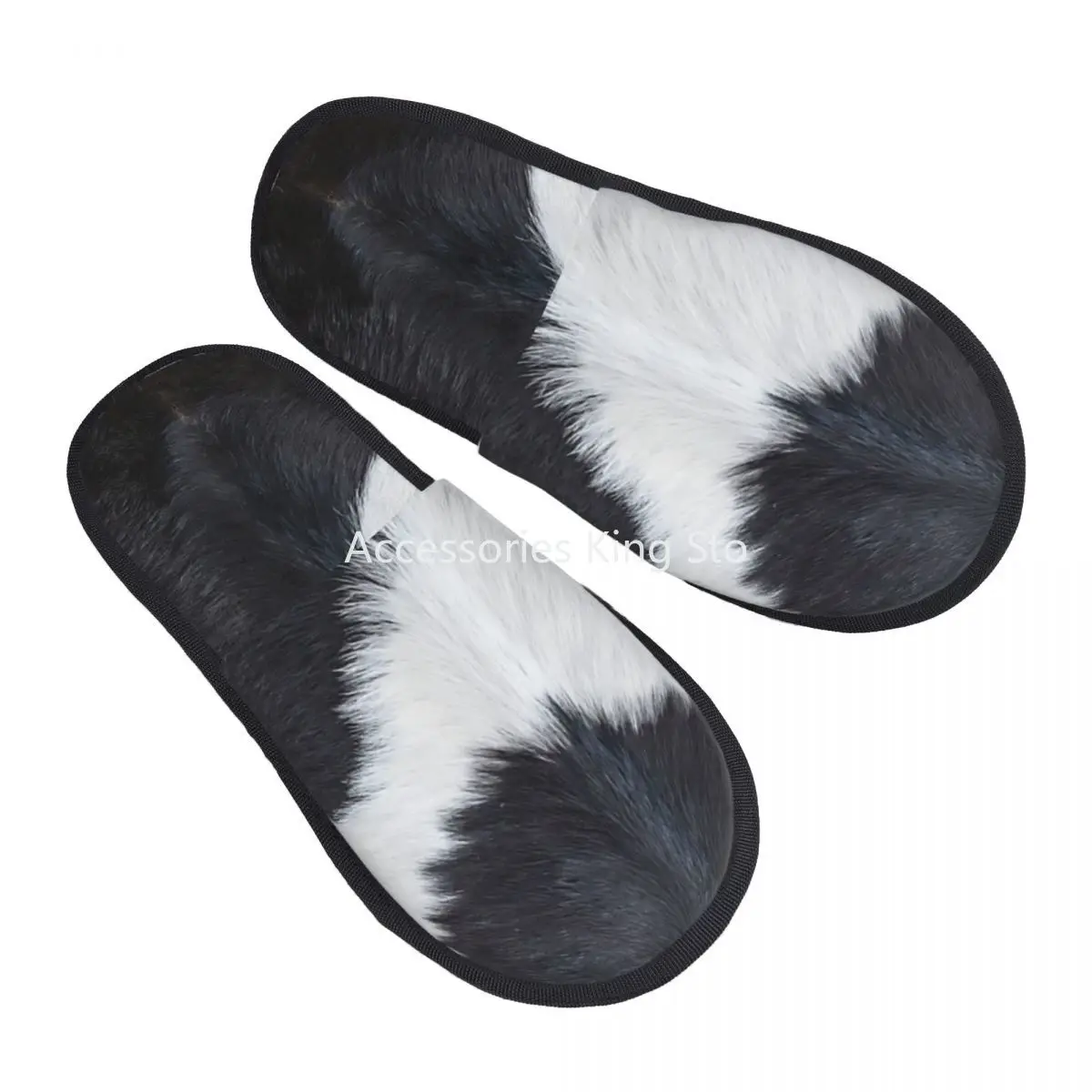 

Custom Print Women Cowhide House Slippers Soft Warm Memory Foam Fluffy Slipper Indoor Outdoor Shoes