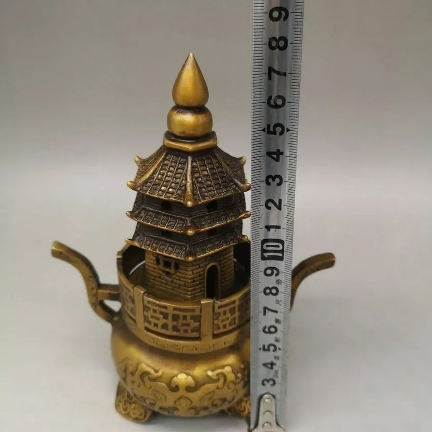 Антикварная древняя бронзовая статуя башни дракона Индия курильники цензуры