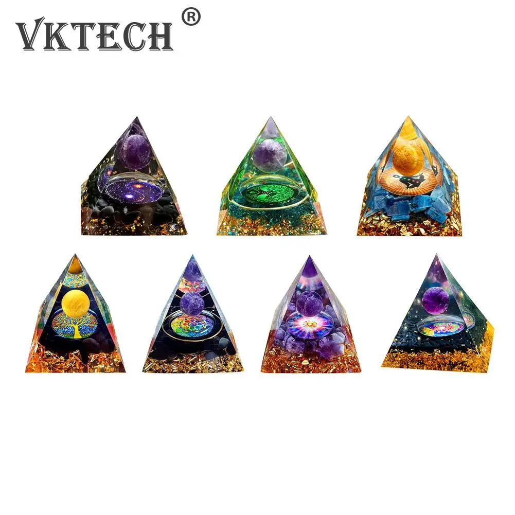 

5cm Natural Stone Orgonite Pyramid Crystals Orgone Energy Generator Healing Reiki Chakra Meditation Art Decoration Gift