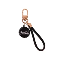 cocacola trend pu leather rope logo lock keychain ring simple fashion couple personality gift pendant jewelry