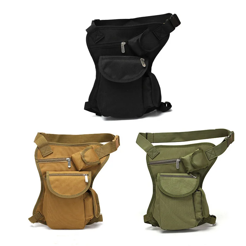 Men Tactical Drop Leg Bag Military Canvas Waist Pack Fanny Pack Outdoor Sports Travel Cycling Riding Motorcycle Belt Multi-Pouch