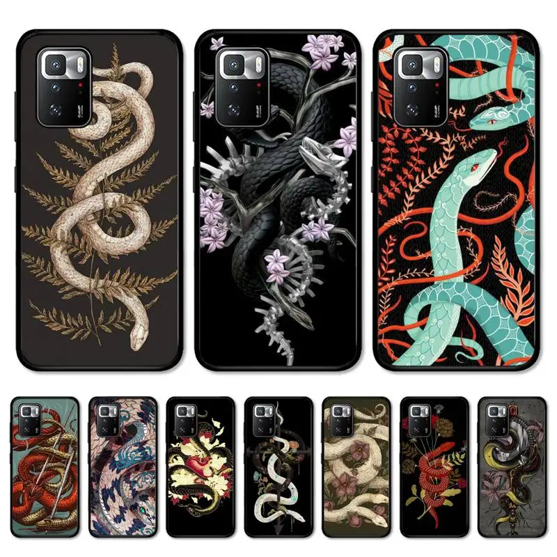 

Snake Flowers Phone Case for Redmi 5 6 7 8 9 A 5plus K20 4X S2 GO 6 K30 pro