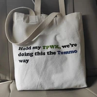 womens white canvas bags letters print simple aesthetics female shopping handbags 2022 new goth tote bag eco bag shopping bags