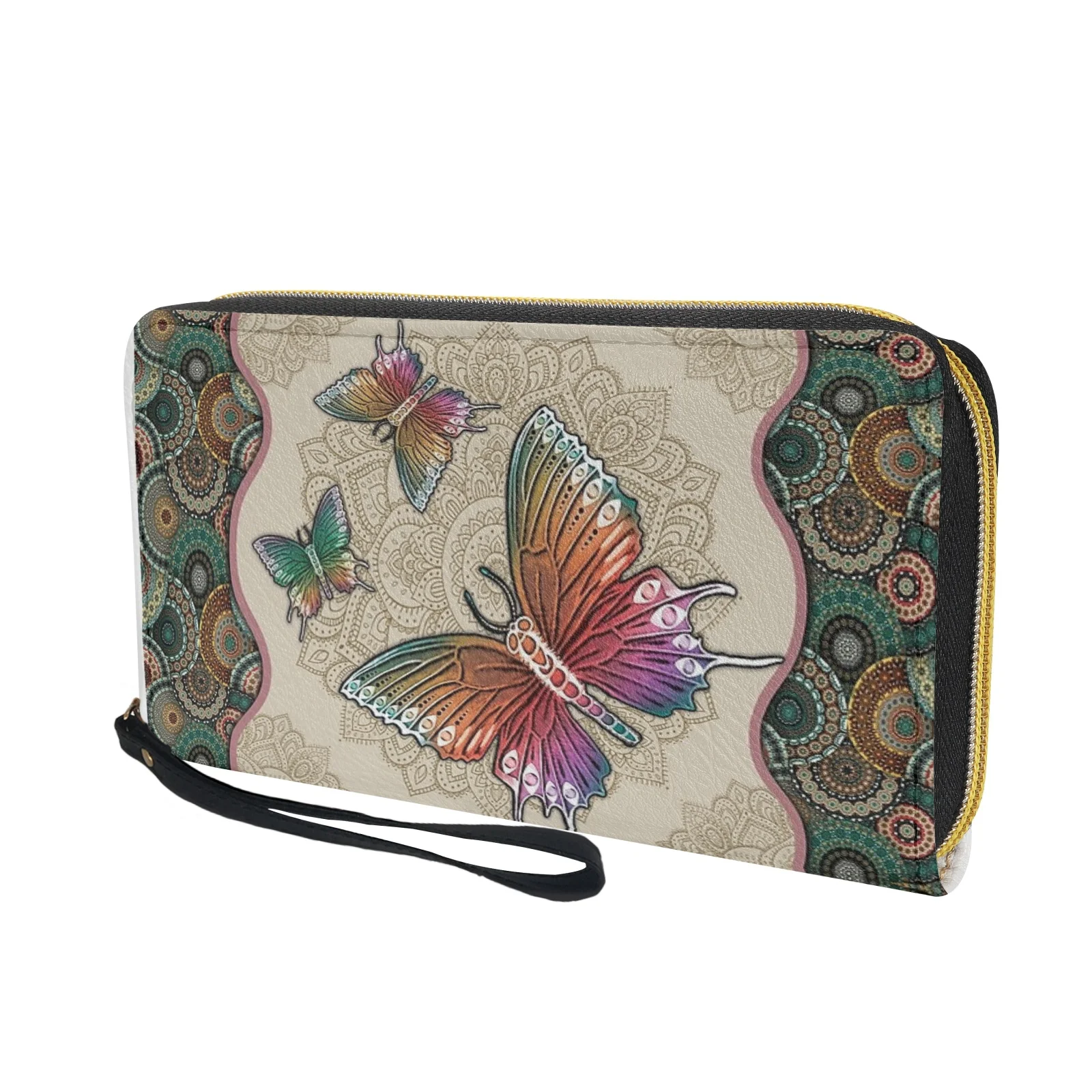 Belidome Mandala Butterfly Wristlet Clutch Cell Phone Wallet for Women PU Leather Card Holder Multi Card Organizer Wallets Purse