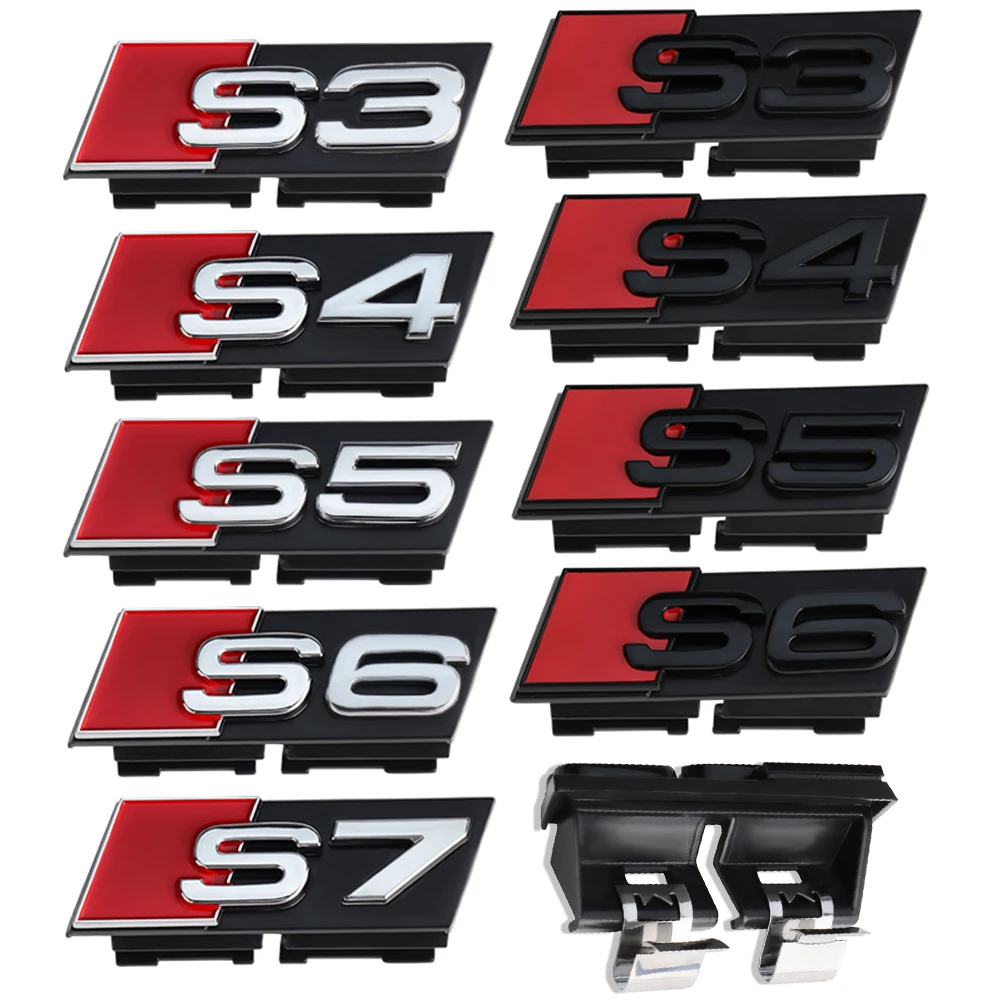 3D ABS хромированный черный логотип S3 S4 S5 S6 S7 Эмблема решетки автомобиля Передняя