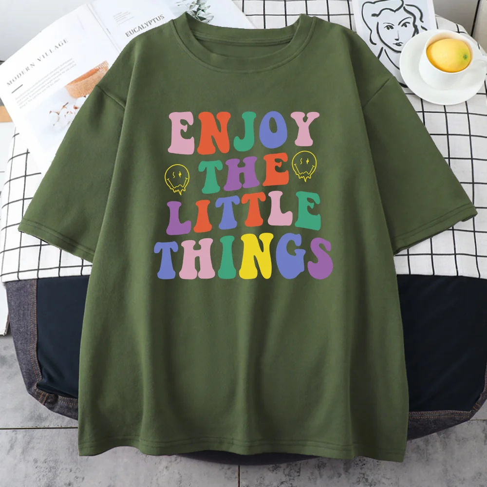 

Enjoy The Little Things Happy Face Men T Shirt Simplicity Breathable Tshirt Street Classic Clothes Casual Harajuku Clothing