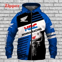2022 new mens honda wing hrc hoodie 3d print zipper sweatshirt pullover men honda motorcycle racing jacket blue hoodie clothing