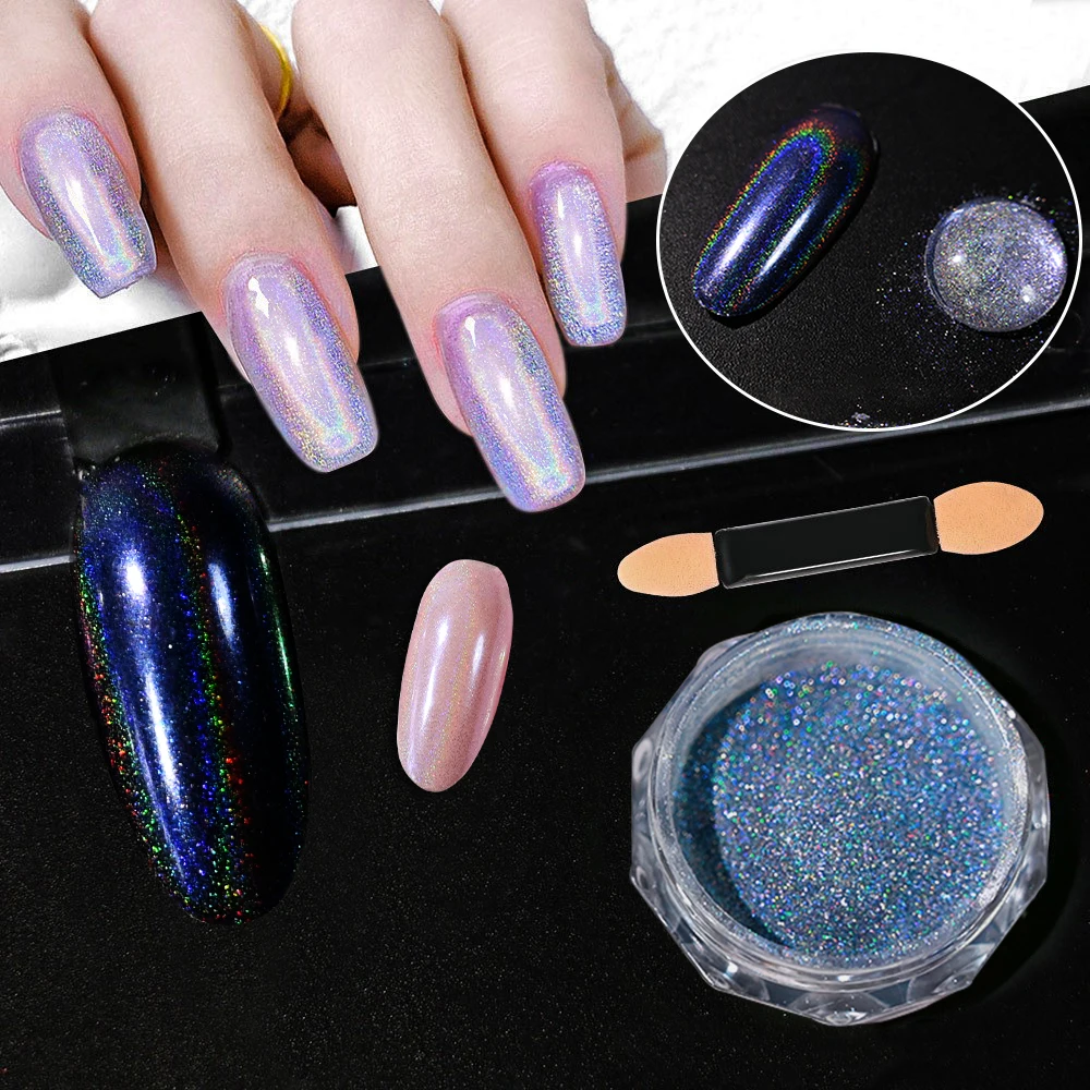 1 баночка лазерный хромированный порошок для ногтей голографический зеркальный