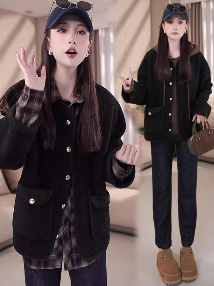 Lamb Wool Outerwear Women Short Autumn New 2024 Korean Sle Loose High-Grade Fur Integrated Graceful Top