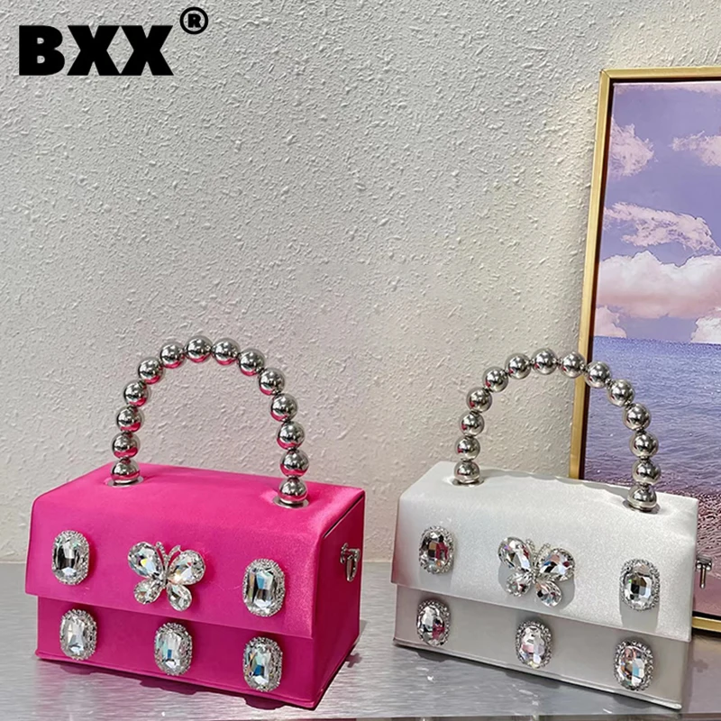 

[BXX] блестящая шелковая Портативная сумка через плечо для женщин, новинка 2023, модная вечерняя вечерние Сумочка с цепочкой, сумки с бриллиантами для женщин 8AB566