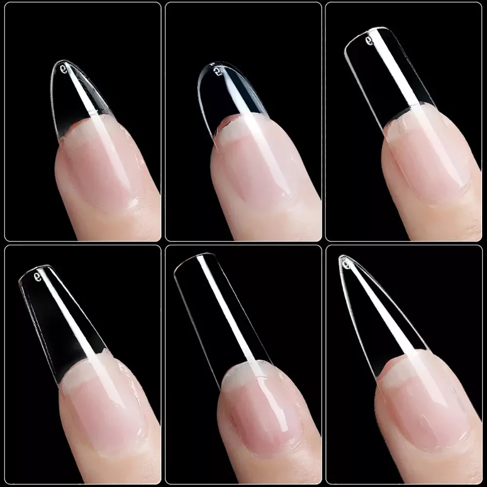 

2023NEW Fake Nails 38 Different Nails Natural and Transparent Colors Coffin Stiletto Full Cover Press On Nail Tips