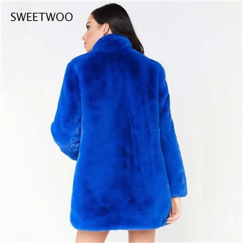 European American New Fashion Elegant Women Long Loose Wool Soft Rabbit Hair Faux Fur Coat White Pink Yellow Black Red Tide 2022