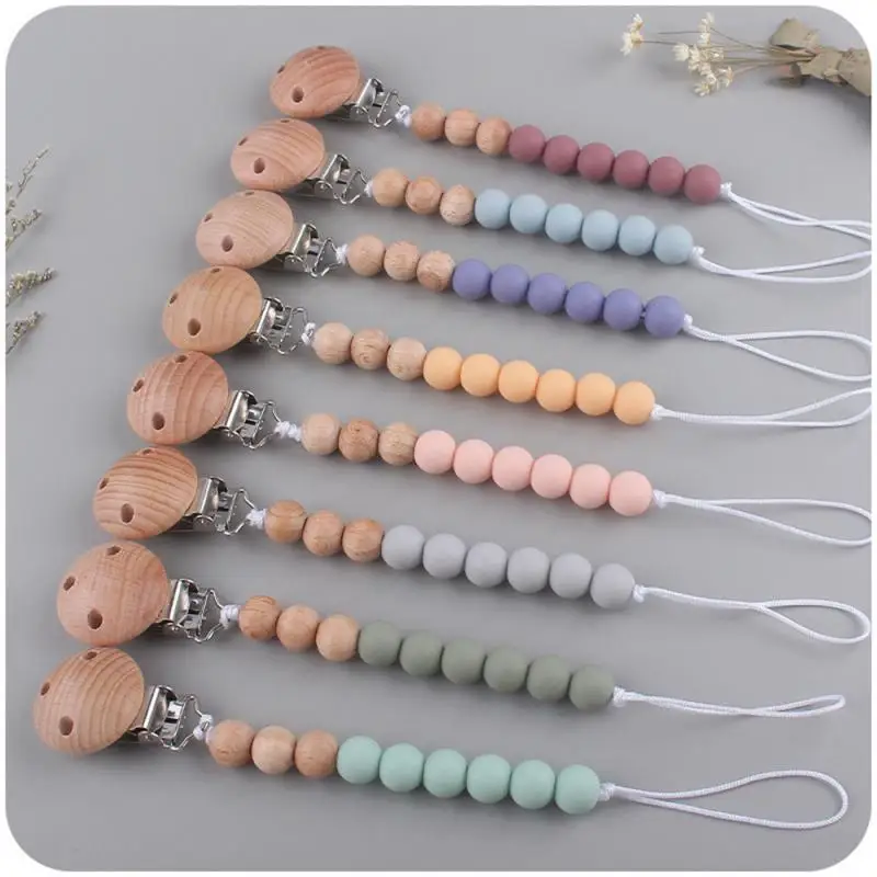 Anti Drop Chain Multi-color Optional Soothing Teether Colorful Beads 17g Pregnancy Pacifier Chain Not Easy To Drop Silicone Pig