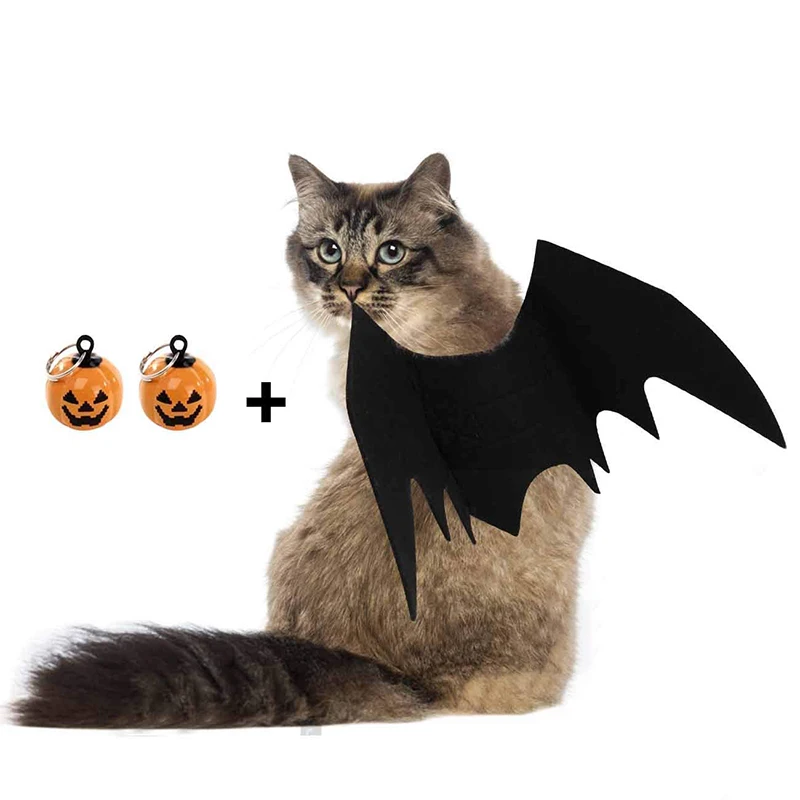 Костюм для домашних животных на Хэллоуин крылья Летучая мышь с 2 колокольчиками