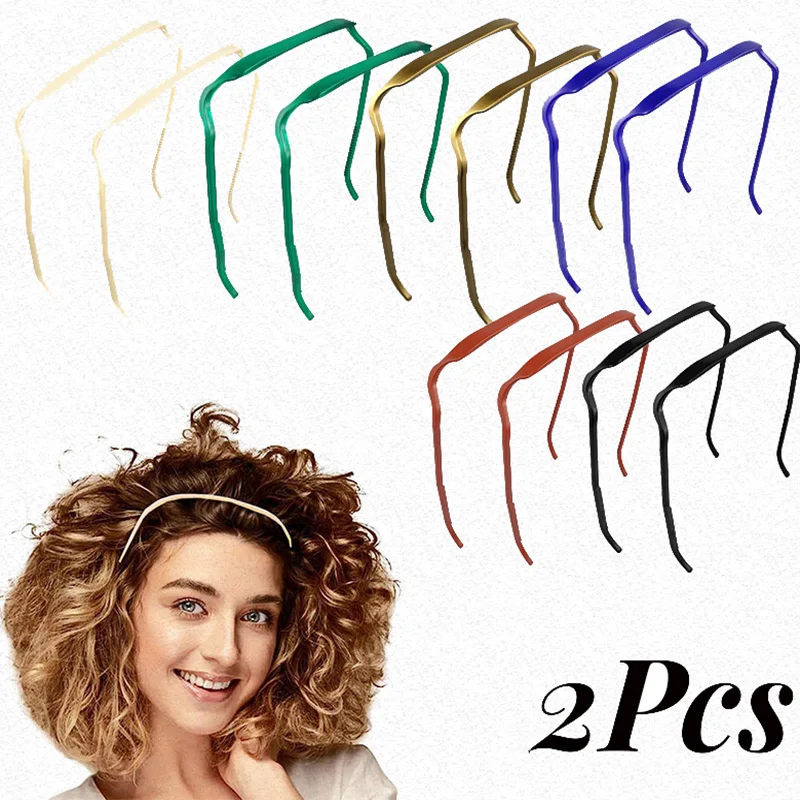 

2Pcs Invisible Thick Curly Hair Hoop Hair Medium Headband Hairstyle Fixing Tool for Curly Hair Men Women Trend Plastics HairBand
