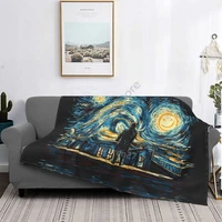 van gogh multifunctional thermal flannel blanket bed sofa personalized super soft thermal bed cover