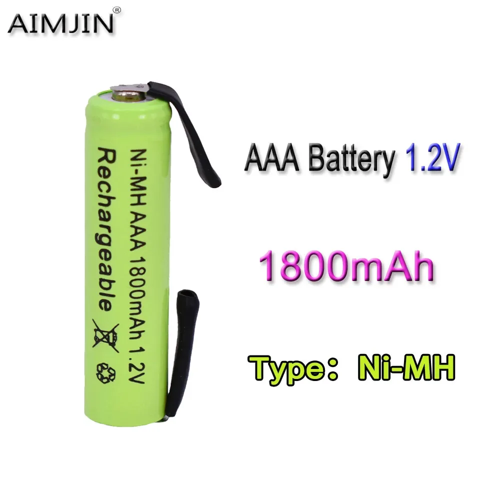 Фото AIMJIN AAA 1800 мАч, 1,2 В, Ni-MH с вкладками для пайки, аккумуляторная батарея, для электробритвы, бритвы, зубной щетки №1