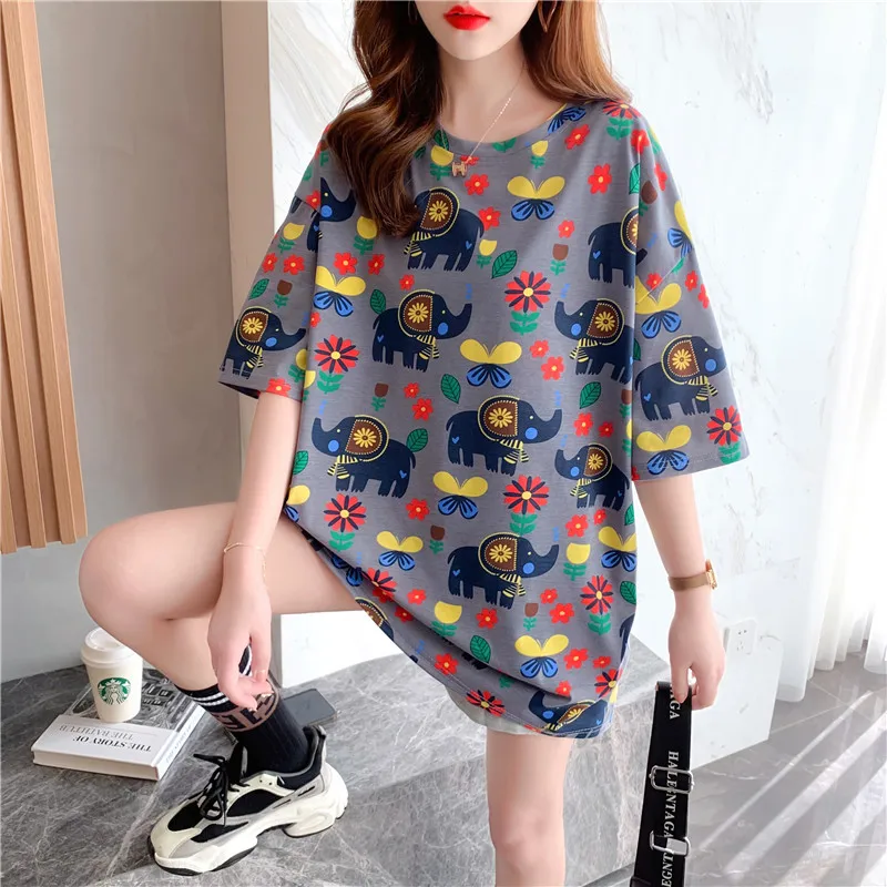 

T-Shirts Women Short Sleeve Tshirts Printed Plus Size 2Xl Tees Womens Korean Style Tops Streetwear Summer Trendy