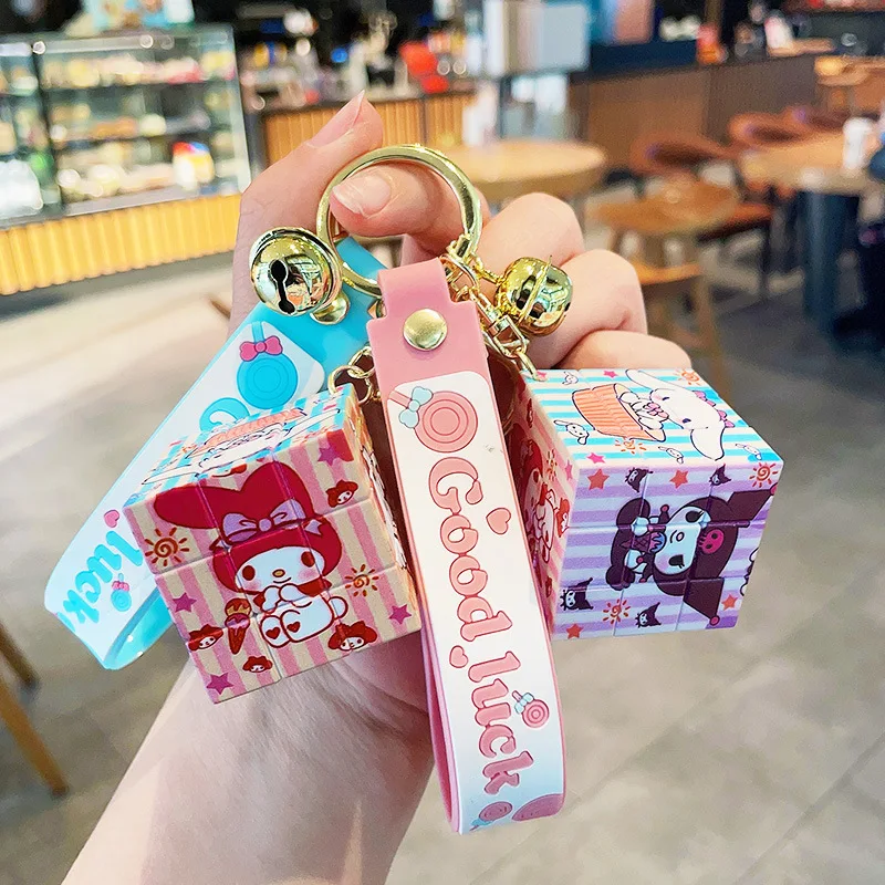 

Брелок Sanrio 2023, милый, HelloKitty, мимелоди, Коричный, школьный мультяшный Кубик Рубика, рюкзак, подвеска, детская игрушка в подарок