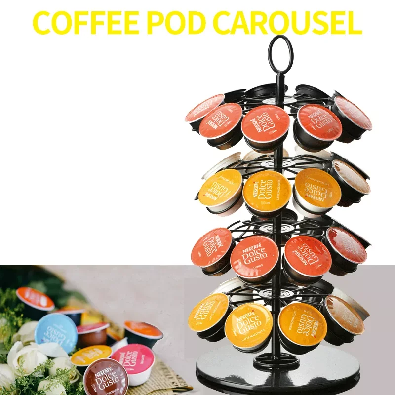 

360-Degrees Coffee Pod Carousel Compatible with K-Cups 36 Pod Pack Storage Spins Rack for Home Office Kitchen Counter Organizer