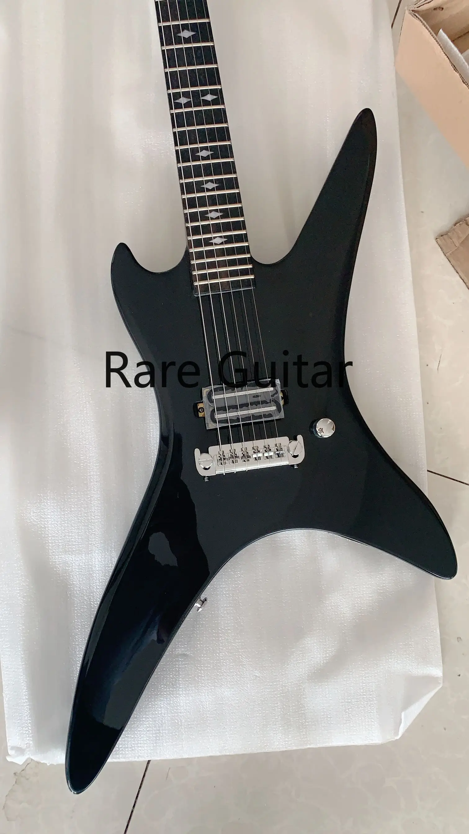 

Rare 24 Frets RICH Stealth Chuck Schuldiner Gloss Black Electric Guitar Ebony Fingerboard, Wrap Around Tailpiece,