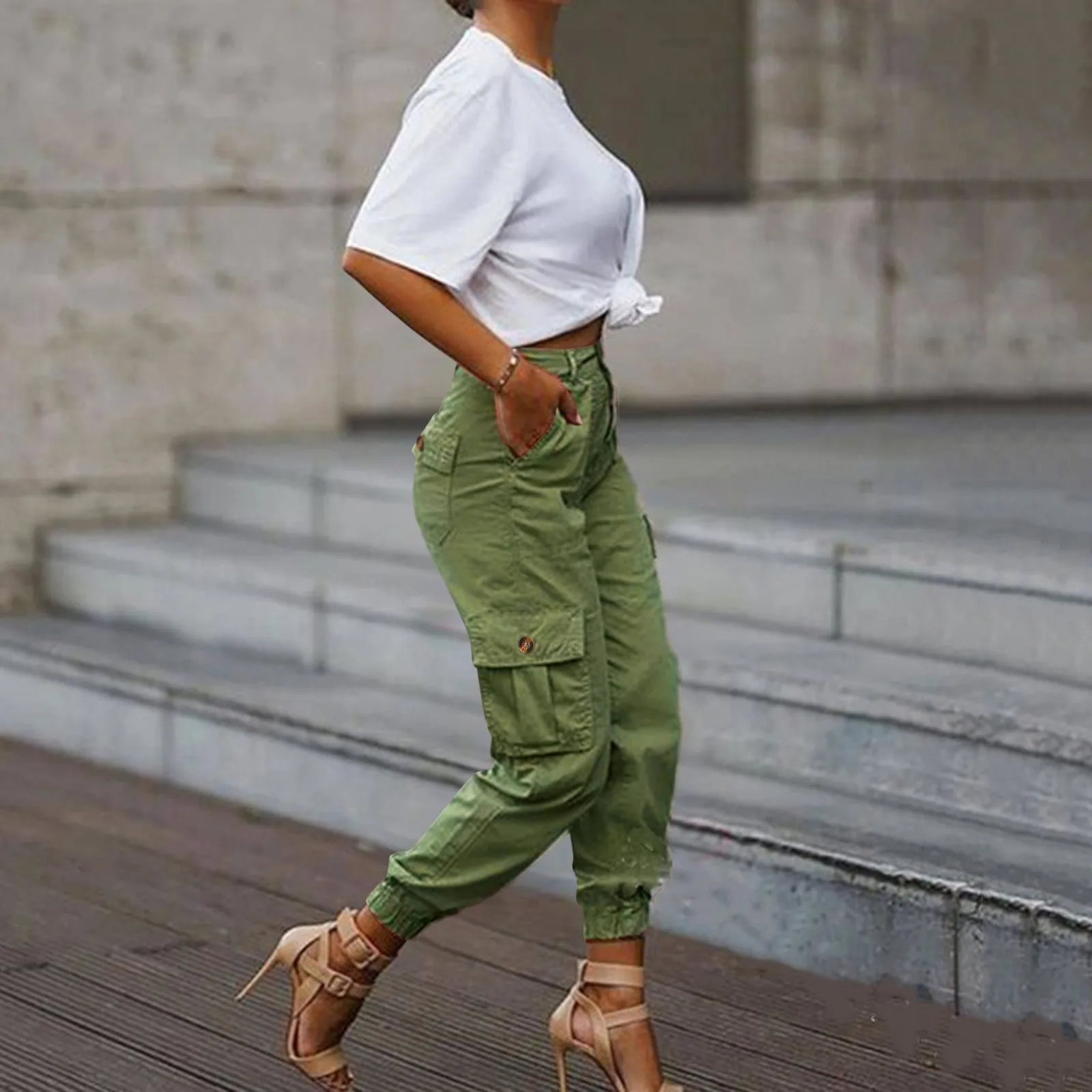 

Vintage Cargo Pants Women Baggy Jeans Fashion 90s Streetwear Workout Out Pants Solid Wide Leg High Waist Y2k Straight Trousers