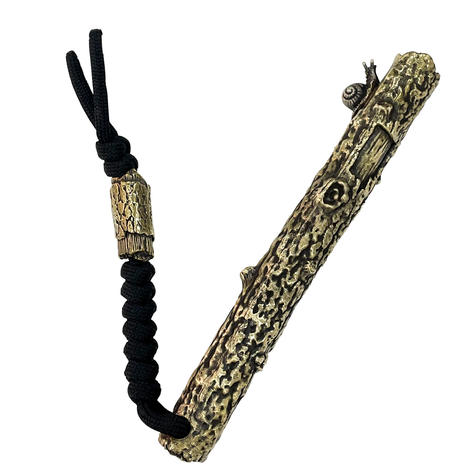 

EDC Brass Window Breaker Paracord Stick Wood with Snail Handmade Self Defense Tactical Outdoors Tools Hanging Camping Travel Men