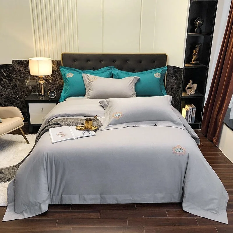 

100%Brushed Cotton Soft and Warm Bedding with Zipper Closure Double Queen King 4Pcs Comforter Cover Bed Sheet for Winter Autumn