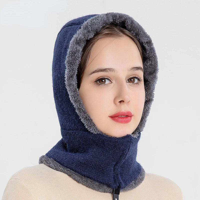 

Winter Women 3in1 Knitted Ski Hat with Scarf Neck Warmer Fleece Lined Hood Face Mask Adult for Outdoor Sports LUXXETON