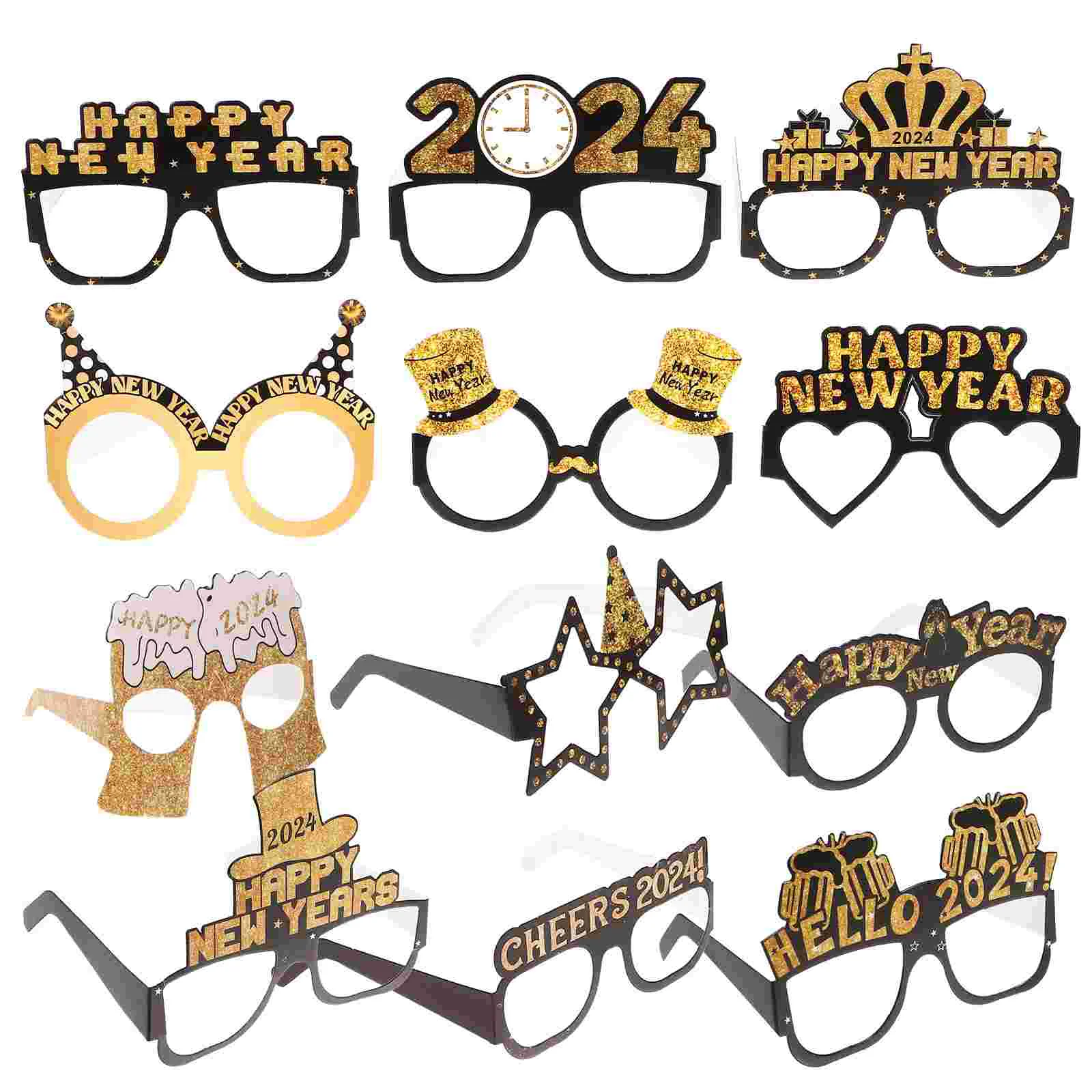 

2 Sets New Year Glasses Costume Eyeglasses Decoration Frames For Party Cosplay Paper Funny Dancing