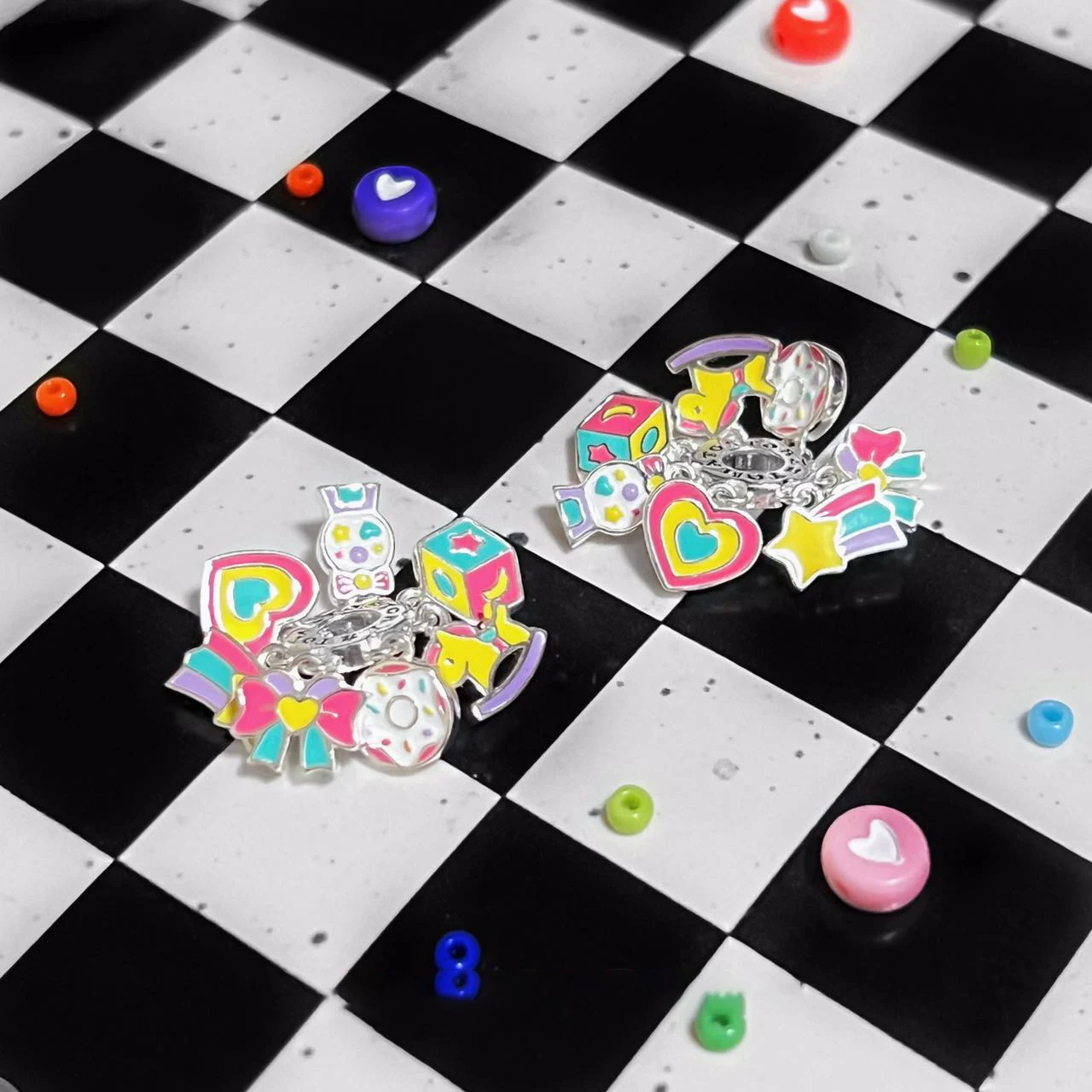 

Бант Шайба из серебра 925 пробы с милым мультяшным розовым сердцем и деревянной лошадью, Шарм-бусина с пробкой, подходит для браслета Pandora, евр...