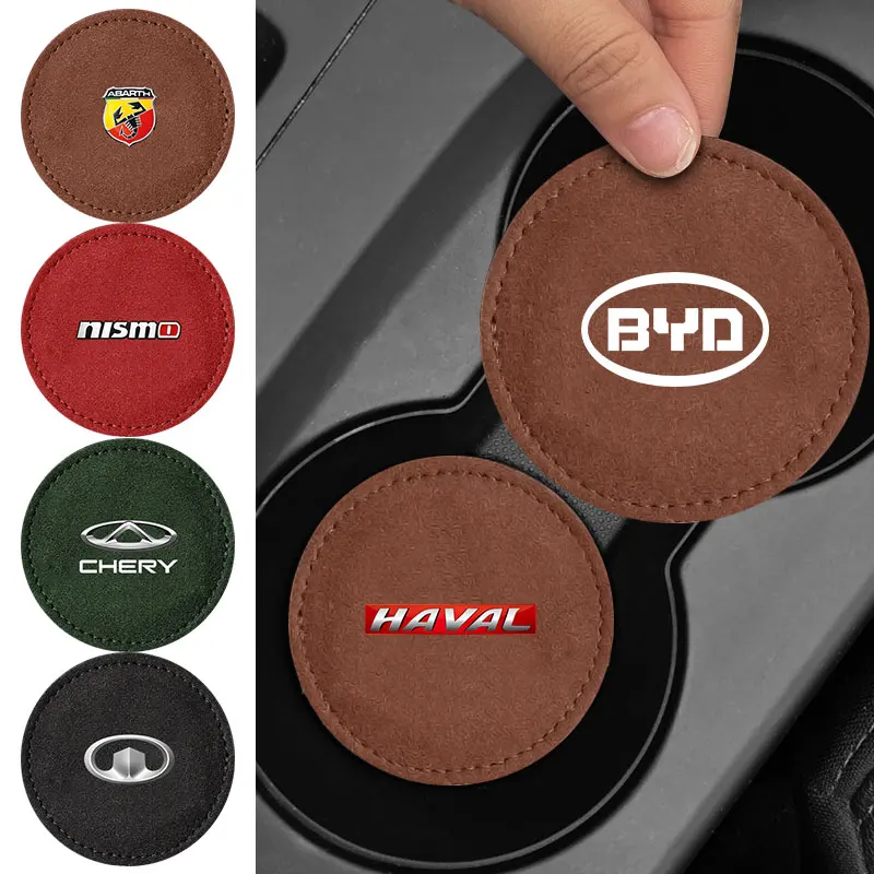

2pcs Alcantara Car Coaster Water Cup Anti-Slip Mat for Mini Cooper Countryman clubman F54 F56 F55 F60 R60 R61 Car Accessories