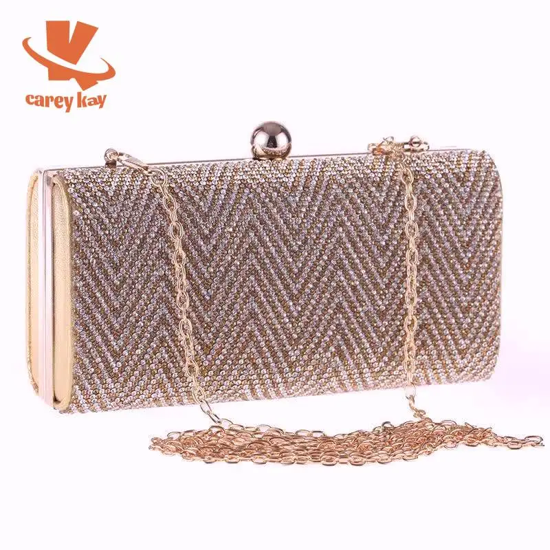 

CAREY KAY Women Party Luxury Evening Bags Female Designer Beaded Crystal Clutches Bling Handlebags Chain Purses Pouch Phone Bag
