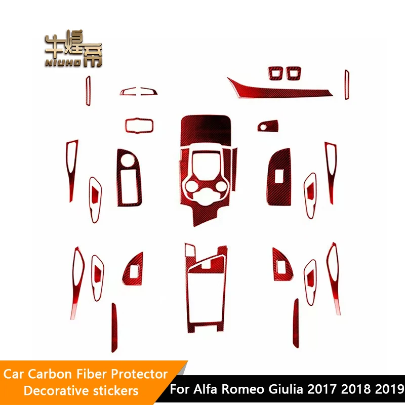 

Car Carbon Fiber Protector Patch For Alfa Romeo Giulia 2017 2018 2019 Full Set of Parts Interior Decorative Stickers Accessories