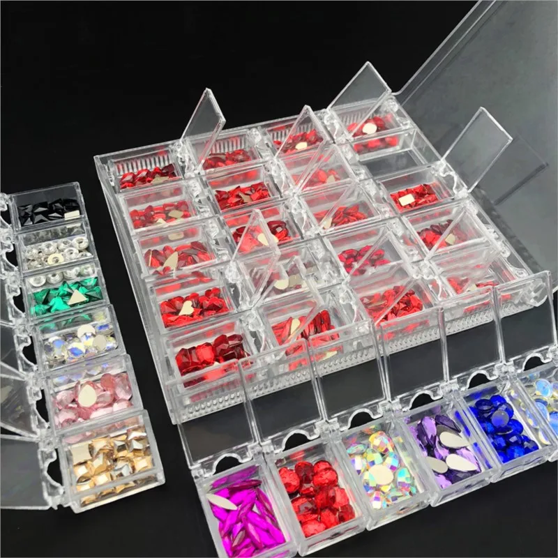 

1Box Crystal Nail Art Rhinestone 3D Gold Silver Clear Colorful Flat Bottom Mixed Shape Glass Gems Stones DIY Nail Art Decoration