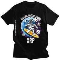 riding to the moon ripple xrp crypto t shirt for men cotton tshirt leisure tee bitcoin astronaut t shirts clothing