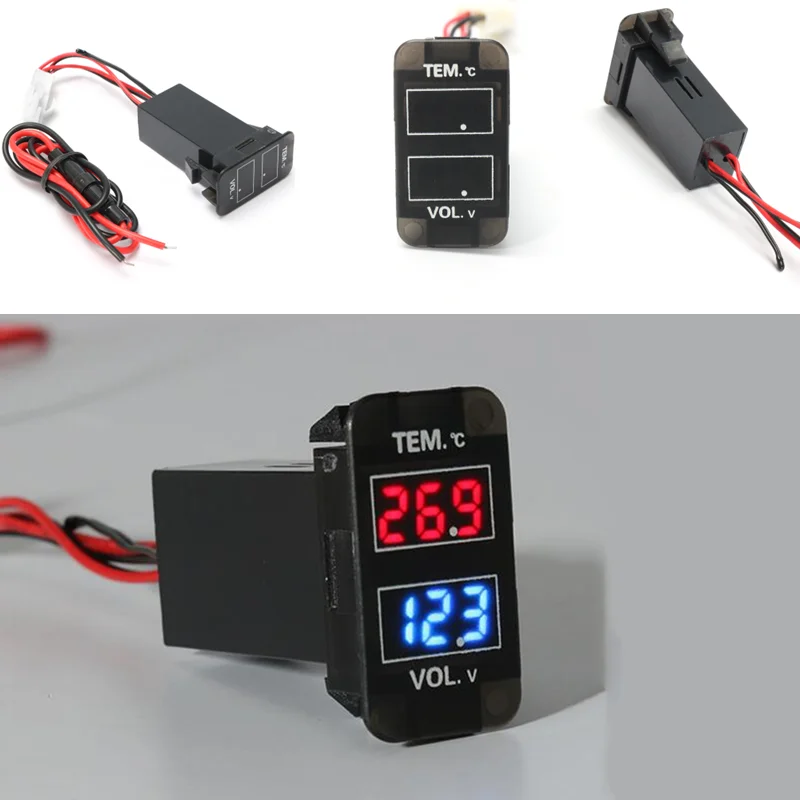 

Автомобильный вольтметр, светодиодный измеритель температуры, 0-30 в, 2 в 1, для Toyota Highlander, Tundra, 4runner