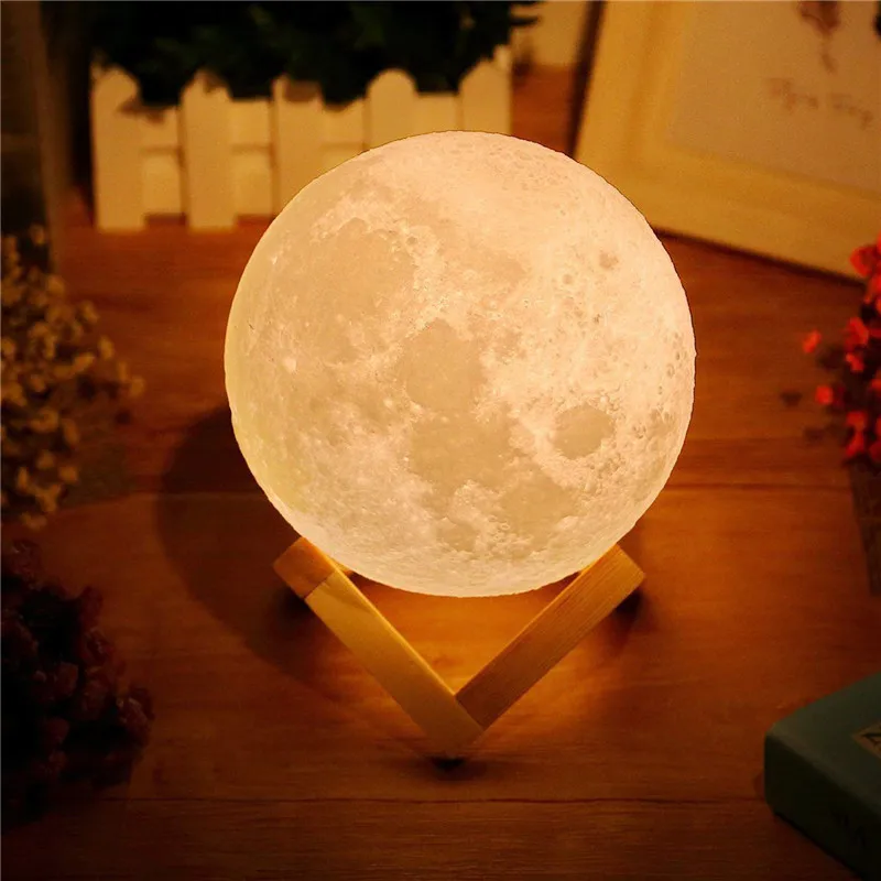

Аккумуляторная лампа в виде Луны с 3D рисунком, светодиодный ночсветильник с сенсорным управлением, декоративный ночник для детей, подарок на день рождения