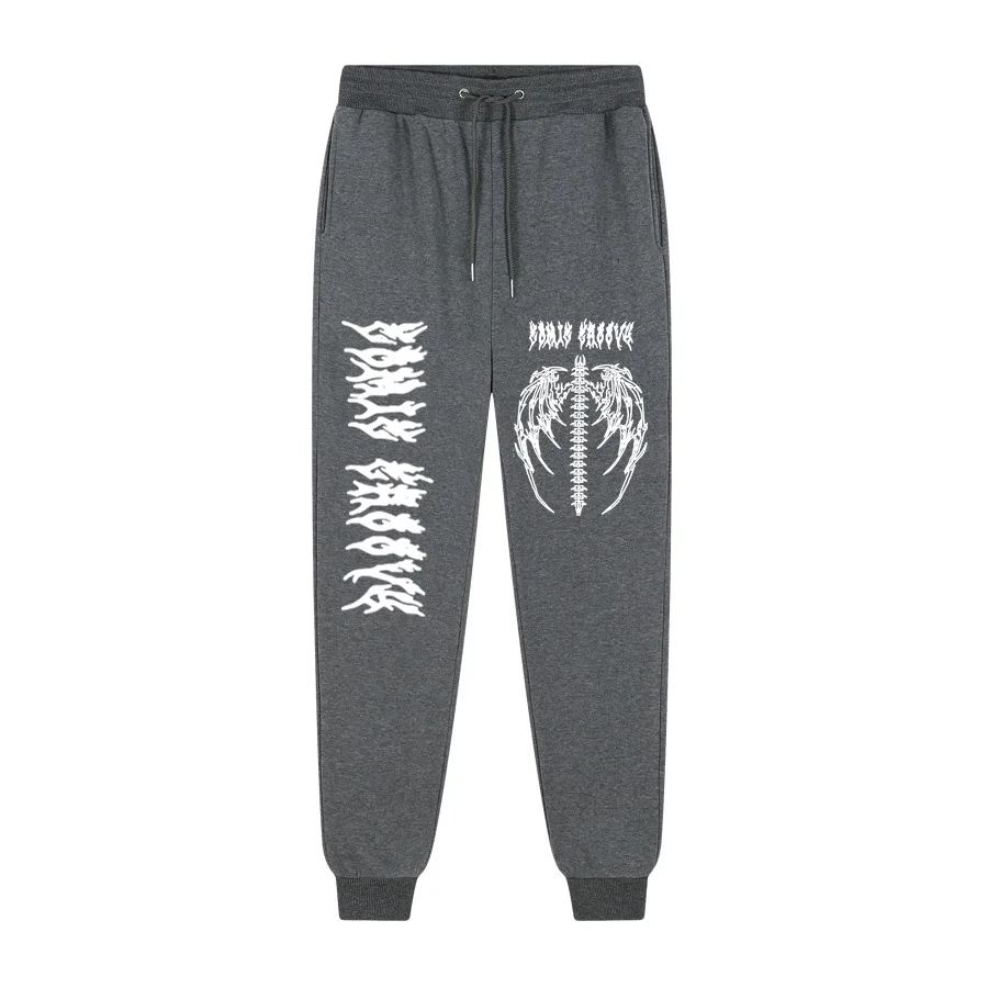 Качественные флисовые джоггеры мужские брюки Y2K с принтом в стиле панк и аниме