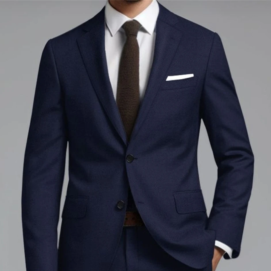Элегантные темно-синие мужские костюмы мужской деловой блейзер с отложным