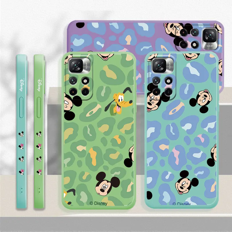

Чехол Funda для Redmi 10 9A 9T Note 10 Pro 9 9S 8 K30 K40 9C 11S 11T, квадратный жидкий защитный силиконовый чехол с Микки и Минни Маусом