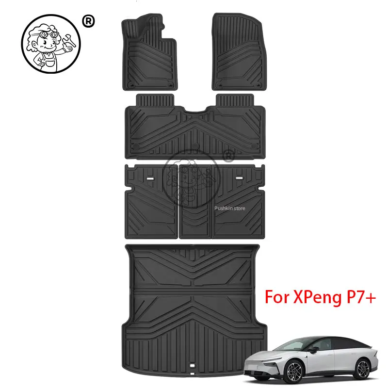 Фото Для Xpeng P7+ 2026 2027: 3D-коврики TPE для леворульных авто, включая коврик в багажник, водонепроницаемые, всепогодные, аксессуары для интерьера автомобиля №1