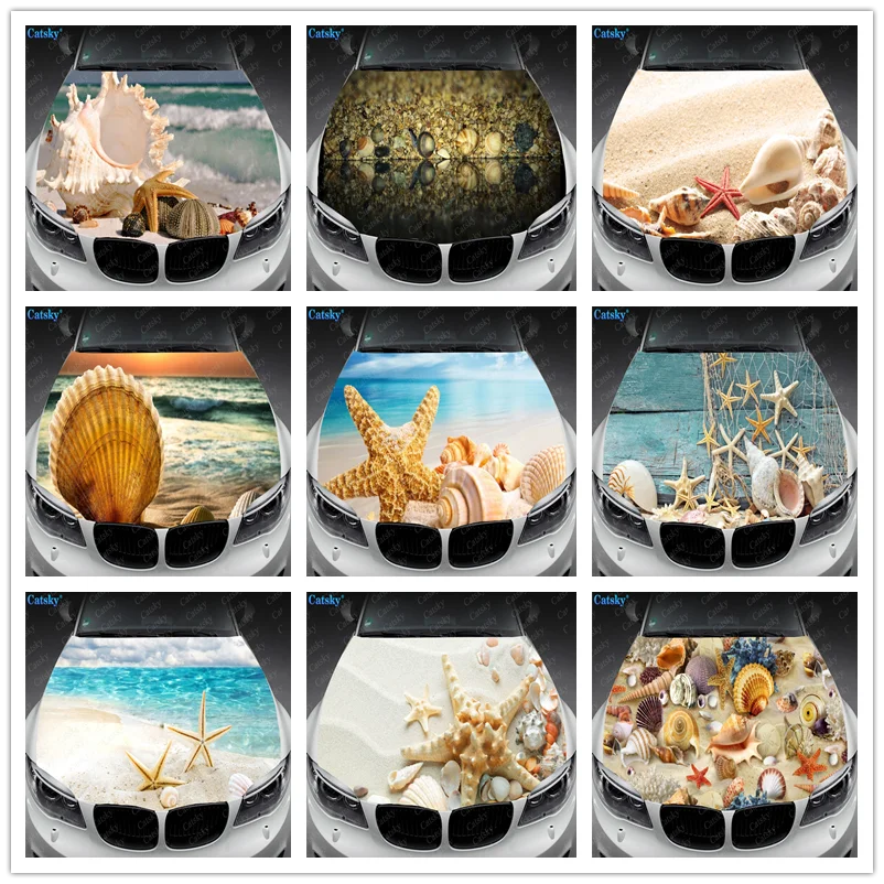 

Виниловые наклейки с морскими ракушками на капот автомобиля, виниловая пленка, наклейки на крышку двигателя, Стикеры для любителей аниме